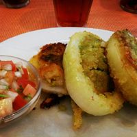 Avocado onion rings at News Cafe in Tokyo