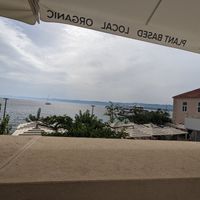 The view from our table was stunning and it's a great location at BioMania Street Food in Bol