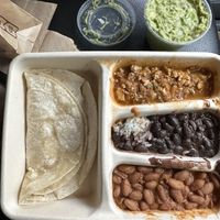 Kids meal - soft tacos, sofritas, black beans, pinto beans, guac  at Chipotle in Riverhead