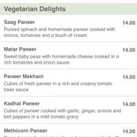 masala menu at Masala Indian Kitchen in Lafayette