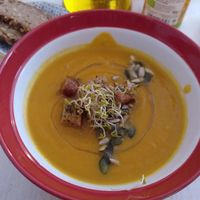 Pumpkin soup at XOC'OLIVE in Barcelona