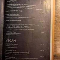 Some of the choices from the menu at Barry's in Grindelwald