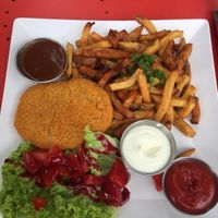 Schnitzel and pommes special for €5 at Neue Republik Reger in Berlin