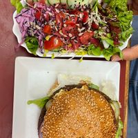 Vegan Salad and Burger  at Neue Republik Reger in Berlin