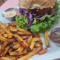 Burger with Seitan at Neue Republik Reger in Berlin