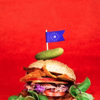 Pulled Seitan Burger with BBQ Chili Chippottle Sauce at Neue Republik Reger in Berlin