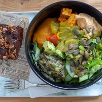 "Saint Boll" and chocolate-walnut cake (gâteau maison) at Boll N Roll in Tours
