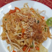 Pad thai with couple of small pieces of tofu😅 at May Kaidee in Bangkok