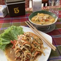Massaman Curry and banana blossom salad. Great    at May Kaidee in Bangkok