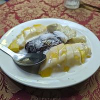 Mango (& banana) sticky rice at May Kaidee in Bangkok