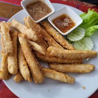 Crispy tofu, nice at May Kaidee in Bangkok