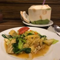 Coconut and Pad Khing at May Kaidee in Bangkok