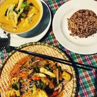 red curry & glass noodle salad at May Kaidee in Bangkok