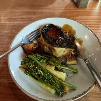 Delicious vegan wellington with yum roast potatoes and veg at Church on the Hill in Glasgow