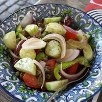 Greek salad without the feta (small) at To Mikraki in Syros