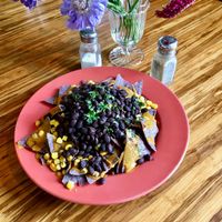 Delicious nachos--YUM! at Papa G's Vegan Organic Deli in Portland