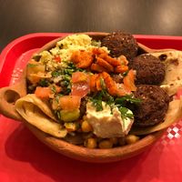 Falafel with msemen and loads of toppings that you help yourself to at O'Farine in Antwerpen