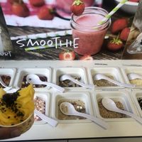 mango ice cream and various toppings  at Lucka Ice cream in Kranjska Gora