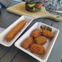 Vegan Chicken Corn and Veggie Frikandel at De Frietfabriek in Amstelveen