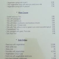 English vegan menu at Pattaya in La Rochelle