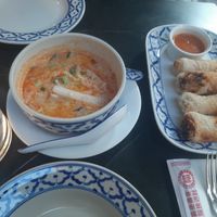 Potage ; nems (sauce à la carotte délicieuse) at Pattaya in La Rochelle