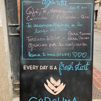 Sign outside  at Curcuma Green Food in Burgos