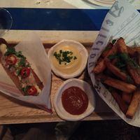 Vegan hot dog and fries at Bar Favela in Helsinki
