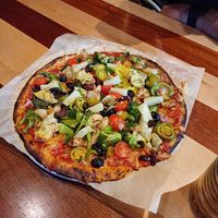 Delicious vegan build your own pizza. at Blaze Pizza in Lake Buena Vista