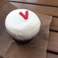 Vegan red velvet cupcake  at Sprinkles Cupcakes in Lake Buena Vista