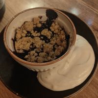 Blueberry crumble at Mirells in Visby