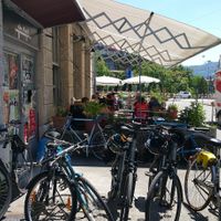 Outside seating (semi-close to busy road) at Du Nord in Bern