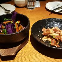 Spicy eggplant with herbs and spicy sweet sauce (三杯茄子) and Mixed mushrooms with spicy Sichuan sauce (夫妻素片), both good. at Lín Hú SùShí - The Lakeside Veggie in Shanghai