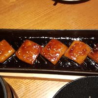Pan fried sticky rice cake with brown sugar and osmanthus (桂花年糕). I didn't care for this one. at Lín Hú SùShí - The Lakeside Veggie in Shanghai