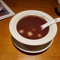 Red beans sweet soup with sticky rice balls filled with black sesame. Soft and warm at Lín Hú SùShí - The Lakeside Veggie in Shanghai