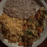 Rice and veggies ok, beans not. I paid more than my carnivorous dining companion.   at La Casita in Idyllwild