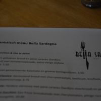 The special vegan menu snapshot (summer 2018) at Bella Sardegna in Roden