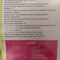 Vegan menu at Popocatepetl in Amersfoort
