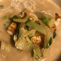 Noodle Bowl with GF noodles, coconut curry broth, and tofu! at Yum Yum Noodle Bar in Red Hook
