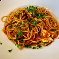 Vegan pomodoro pasta.  at Café Bar 9 in Helsinki