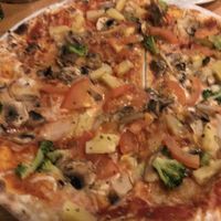 Vegan pizza without olives  at Eldsmiðjan - Laugavegur in Reykjavik