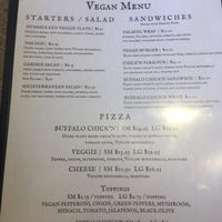 Vegan menu at Turnpike Cafe in Canton