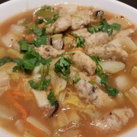 Veggie "pork" thick noodle soup at BBT Cafe in Vancouver