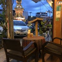 Outside the Clock tower so great view at Yoddoi Coffee & Tea in Chiang Rai