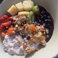 Breakfast: Coconut yogurt, granola, fruits   at Walt Disney World - Satu'li Canteen in Lake Buena Vista