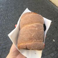 Cinnamon outside at Waffle Point U Kajetana in Prague