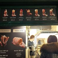 Three different vegan toppings and plain at Waffle Point U Kajetana in Prague