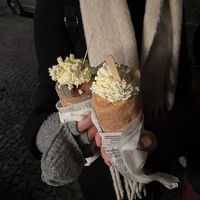 Whipped cream and banana at Waffle Point U Kajetana in Prague