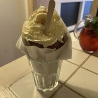 “Velvet temptation” (banana and cream trdelník)  at Waffle Point U Kajetana in Prague