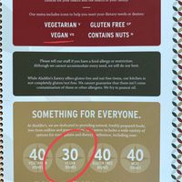 Clearly marked vegan options on the menu - no guesswork! at Aladdin's Eatery in Cincinnati