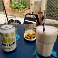 Orchata and lemonade, they offer olives at Sa Capca in Blanes